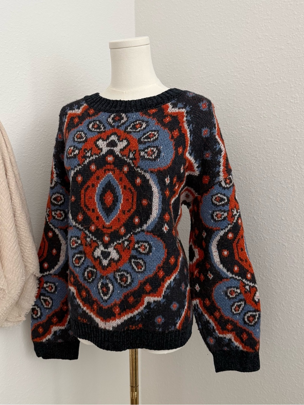 M&S Marks & Spencer UK 12 Oversized Bandana Paisley Knit Sweater